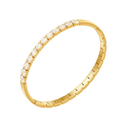 PVD 18K Gold Plated Stainless Steel Jewelry Zircon Watchband Link Chain Bangle for Women Gifts Accessories Bracelet B222318