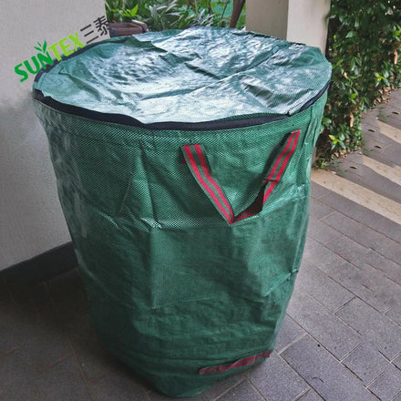 120L PP Woven Garden Waste Bags Heavy Duty Large Refuse Storage Sacks With Handles