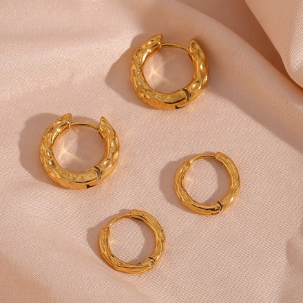 Hammered Gold Plated Stainless Steel Huggie Earring Fashion Jewelry 2023 Gold Hoop Earrings