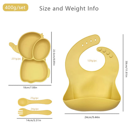 LOW MOQ Baby Silicone Elephant Shape Plato Customized Logo Strong Suction Bottom Bowls With Wooden Spoon and Fork