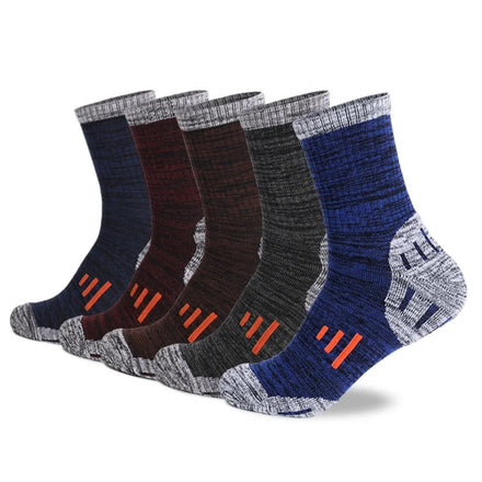 Wholesale 5 Pairs Outdoor Terry Cushioned Crew Socks Thick Sports Moisture Wicking Walking Hiking Socks