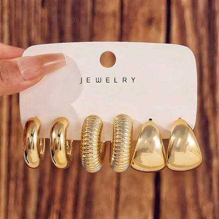 Fashion 3pair C-shaped Water Drop Earrings Set Geometry Women Wholesale N25975