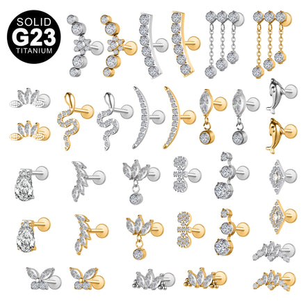 ZESENLIN Design Your Own Waterproof Titanium Tiny Leaves Snake Stud Earrings Piercing Jewelry for Women