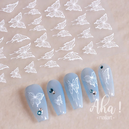 Aha Nail Stickers Colorful Gold Silver Black White butterfly 2d Nail Sticker Decoration