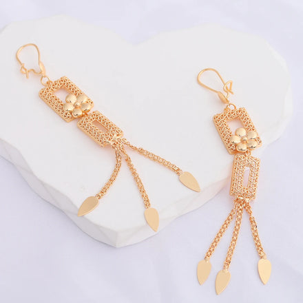 Yili Personalized Custom Jewelry Design Classic Fashion Lady 18K Gold Plated Copper Jewelry With Tassel Earrings Juelheira