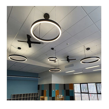 Black/White/Silver Frame Circle LED Linear Pendant Light Led Ring Suspended Light for Projects
