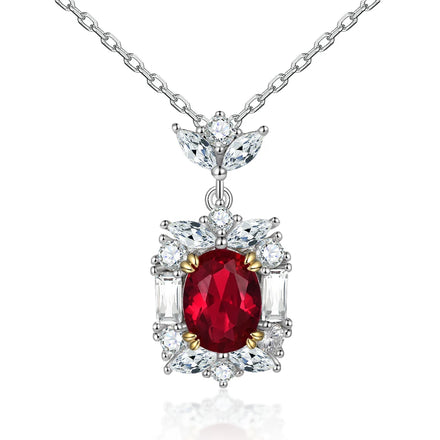 Fashion Jewelry Diamond Bulk 925 Sterling Silver Fine Elegant Women Wedding Party Gift Ruby Cz Gemstone Pendant Necklace