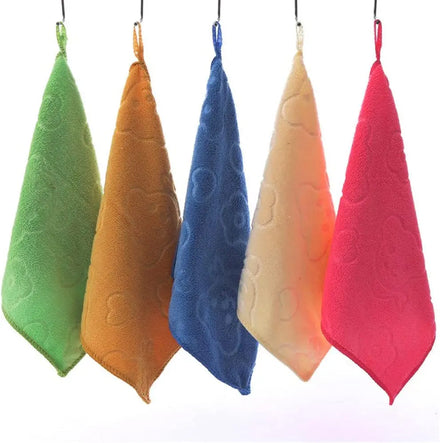 Quick-Dry Five Color Microfiber Hand Dry Towel Soft Woven Cloth with Hanging Loop for Fast Drying Kitchen Bathroom for Home Use