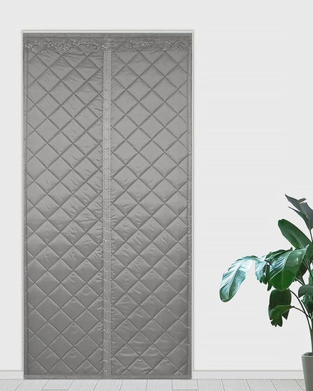 Grey Magnetic Thermal Door Curtain Durable Insulated Screen Door Cover