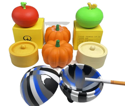 Cute Classic Portable Unbreakable Silicone Ashtray with Lid 10*10*8cm Round Mold for Cigar Use Car/Hotel/Home Use