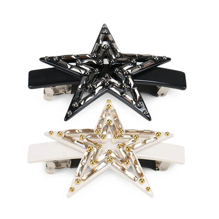 Boutique Women Hair Accessories Star French Barrette Clip Inlay Crystal Pearl Luxury Top Grade Five-pointed Star Hair Clip