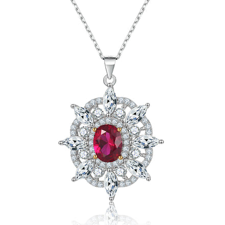 Wholesale New Style Luxury Rhodium Plated Sterling Silver Zircon Charm Pendant Necklaces for Women Engagement Wedding