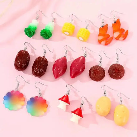Personality Multicolor Resin Earrings Sweet Potato Corn Sunflower Ear Hooks Creative Vegetable Food Earrings for Women Girls