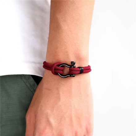 European and American Bracelet Men's Woven Titanium Steel Bracelet Horseshoe Buckle Stainless Steel Jewelry Bracelet