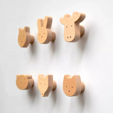 Untreated Beech Wood Elephant/lion/giraffe Animals Knobs Button Hooks Handles Animals Wooden for Drawers