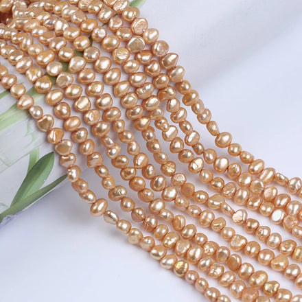 Zhuji Pearl 6-7mm Natural Gold Freshwater Baroque Pearls Grade a Third Party Certified Jewelry Beads Strand