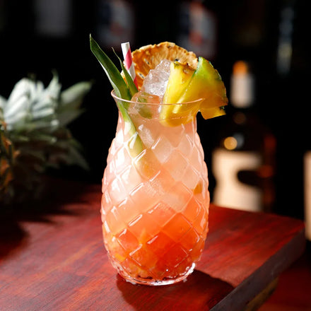 Embossed Pineapple Shape Juice Glass Drinking Tumbler Mojito Glasses500ml Cocktail Mixing Glass