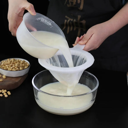 Wholesale Kitchen Items Soybean Milk Tea Juice Fine Mesh Heat Resistance Plastic Superfine Mesh Strainer with Handle