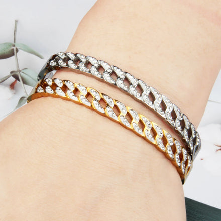 Women's Trendy Diamond Hollow Chain Stainless Steel Bracelet New Design Fashion Party Jewelry Accessories Wholesale