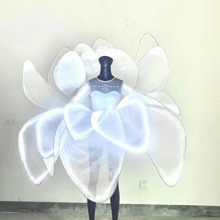 White Flower Dress with Led Light for Openning Dance Stage Performance Costume Club Prom Dresses