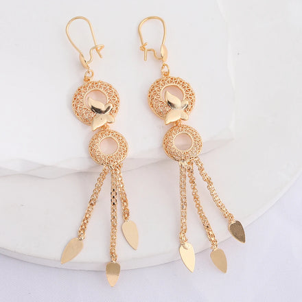 South Best Selling Low Priced Brass Zircon Earring Jewelry Lady's Gold Plated Copper Chain Earrings