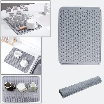 Large Waterproof Silicone Dish Drying Mat 30*40 Heat Resistant Draining Pad