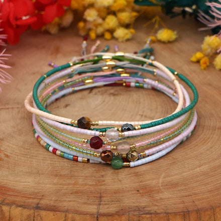 Go2boho Miyuki Seed Beads Handmade Natural Stone Pearl Semi-Precious Stone Bracelets Men Women Key Shape INS Hot Sale Bangles