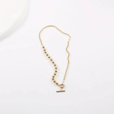 JOOLIM Ready to Ship High End 18k Gold Plated Stainless Steel Chic Beads Mixed Chain Toggle Necklace Fashion Jewelry