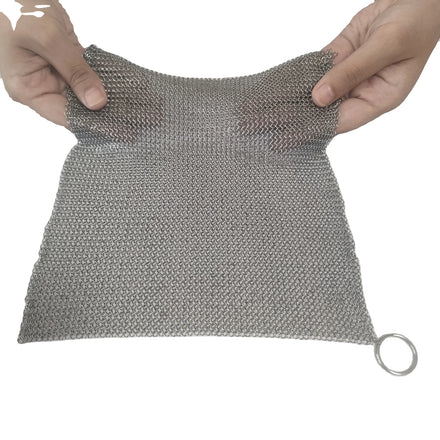 Welded Stainless Steel Plain Weave Chainmail Ring Mesh Scrubber with Corrosion Resistance Silver Kitchen Use 1.2mm Wire Diameter