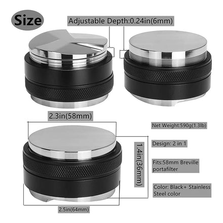 Professional Adjustable Depth Espresso Hand Tamper Coffee Tamp Tool