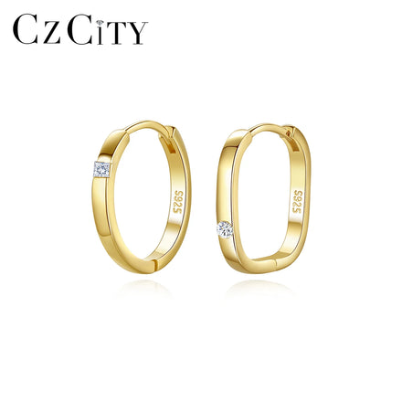 CZCITY Creative Woman Hot Sale 2026 S925 Sterling Metal Earing Lady Simple Trendy Zircon Silver Earring
