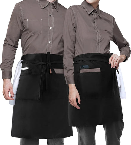 Perfect Bags Server Waitress Apron Black Half Bistro Apron With Pocket for Bistro Cafe Bar Restaurant Grill BBQ