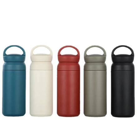 350ML/500ML Vacuum Insulated Japanese Style Thermos Flask Customized Matte Black Stainless Steel Water Bottles With Handle