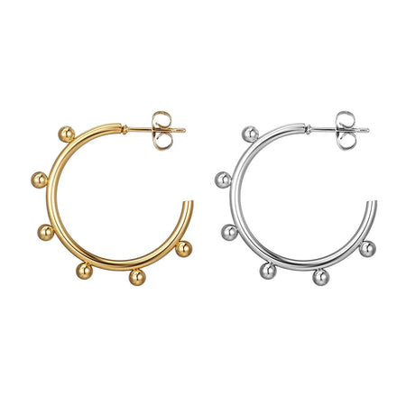 18K Gold-Filled Faceted Bead C-Shaped Round Hoop Earrings 2.0*25 Specifications