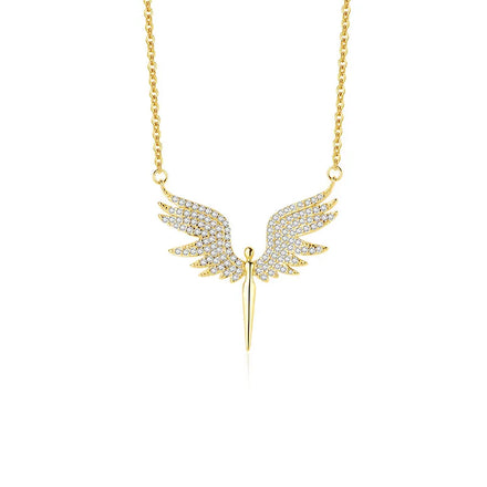 Full White Diamond Angel Pendant 925 Sterling Silver Charm Necklaces Fine Jewelry Women