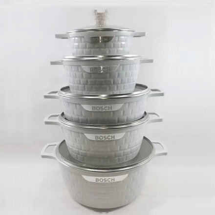 Wholesale Kitchen Die Casting Aluminum Cookware Sets 10PCS Granite Coating Nonstick Cooking Pots and Pans Set