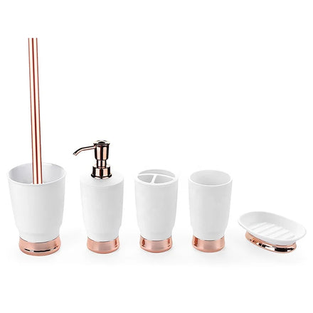 Household Decoration 5 Piece Glod Resin Bathroom Accessories Set Toilet Washroom Set