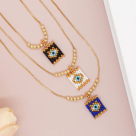 Go2boho Fashion Handmade Women Jewelry Hot Selling Rainbow Color Bead Necklace Charming Design Gold Thread Bead Necklace