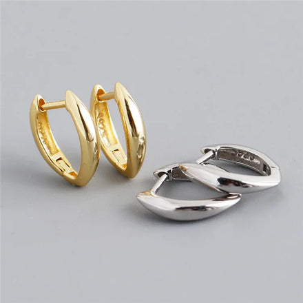 SP New Design Fine Jewelry 925 Sterling Silver Geometric V Shape Hoop Earrings Women