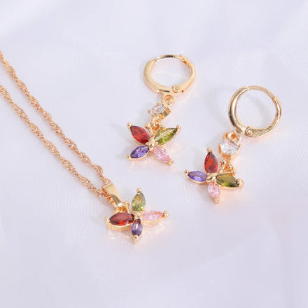 Wholesale Fashion Jewelry Set Wedding Zircon 18k Gold Plated Jewelry Set Bridal Diamond Jewelry Set for Women Gioielli Ingrosso