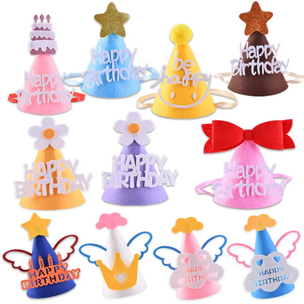 Korean Felt Birthday Hat Creative DIY Crown Hats With Rope Cute Kids Party Caps