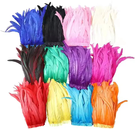 25-30cm Bleached and Dyed Rooster Feather Trims