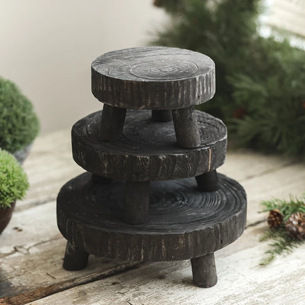 Flower Paulownia Handmade Wood Plate Tray Salver Saucer Crafts Legs Black Color Candles Country Theme Anhui