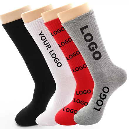 Custom Logo Design Own Crew Socks Private Your Label Bamboo Cotton White Black Basketball Exercise Running Sport Socks
