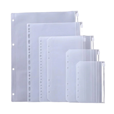 Frosted Zipper Bag A5 A6 A7 PVC Clear Transparent Plastic Self Sealing Ziplock Bag Money Cash Envelopes for Budget Ring Binder