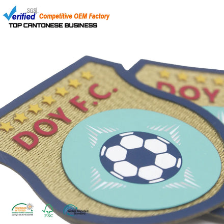 Wholesale Custom Sport Football Logo Iron on Clothing Patches Silicone Heat Transfer With Tatami Fabric