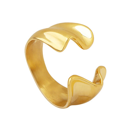 Wholesale Personality Irregular Shaped Open Stainless Steel Ring Anti Fade Fashion Jewelry for Young Girls Daily Trendy Matching
