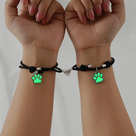 Dot Paw Luminous Shining Magnetic Bracelet for Couples 2pcs/set KIB096