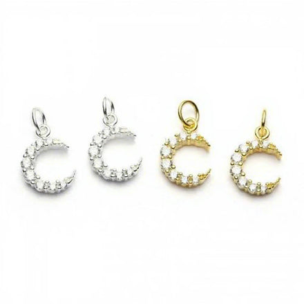 Hot Sale Fashion Jewelry Cubic Zirconia Micro Pave Sterling Silver Moon Pendant Plated 14.2x9.1mm 1625137