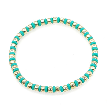 Go2boho Hot Sell Boho Jewelry Bracelet 4mm Iron Gallstone Gold Beads 4mm Polymer Clay Bracelet